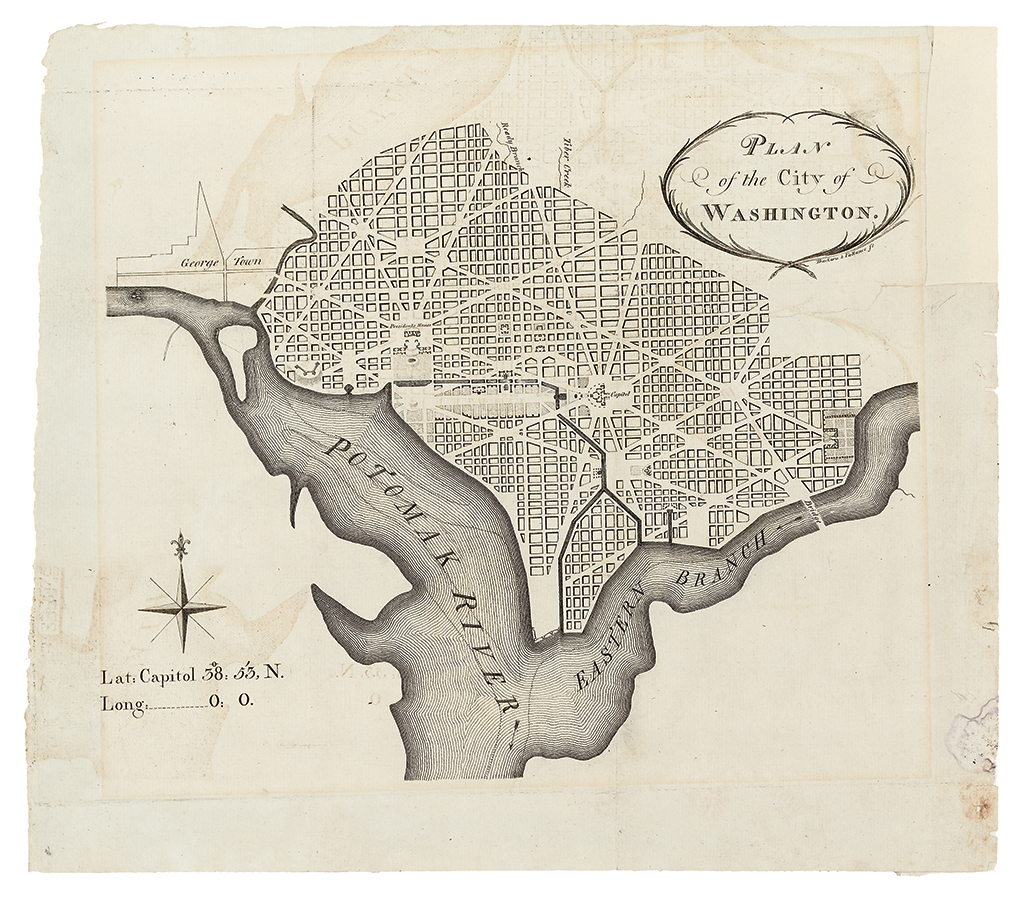(WASHINGTON, D.C.) Ellicott, Andrew; and Thackara & Vallance. Plan of the City of Washington.